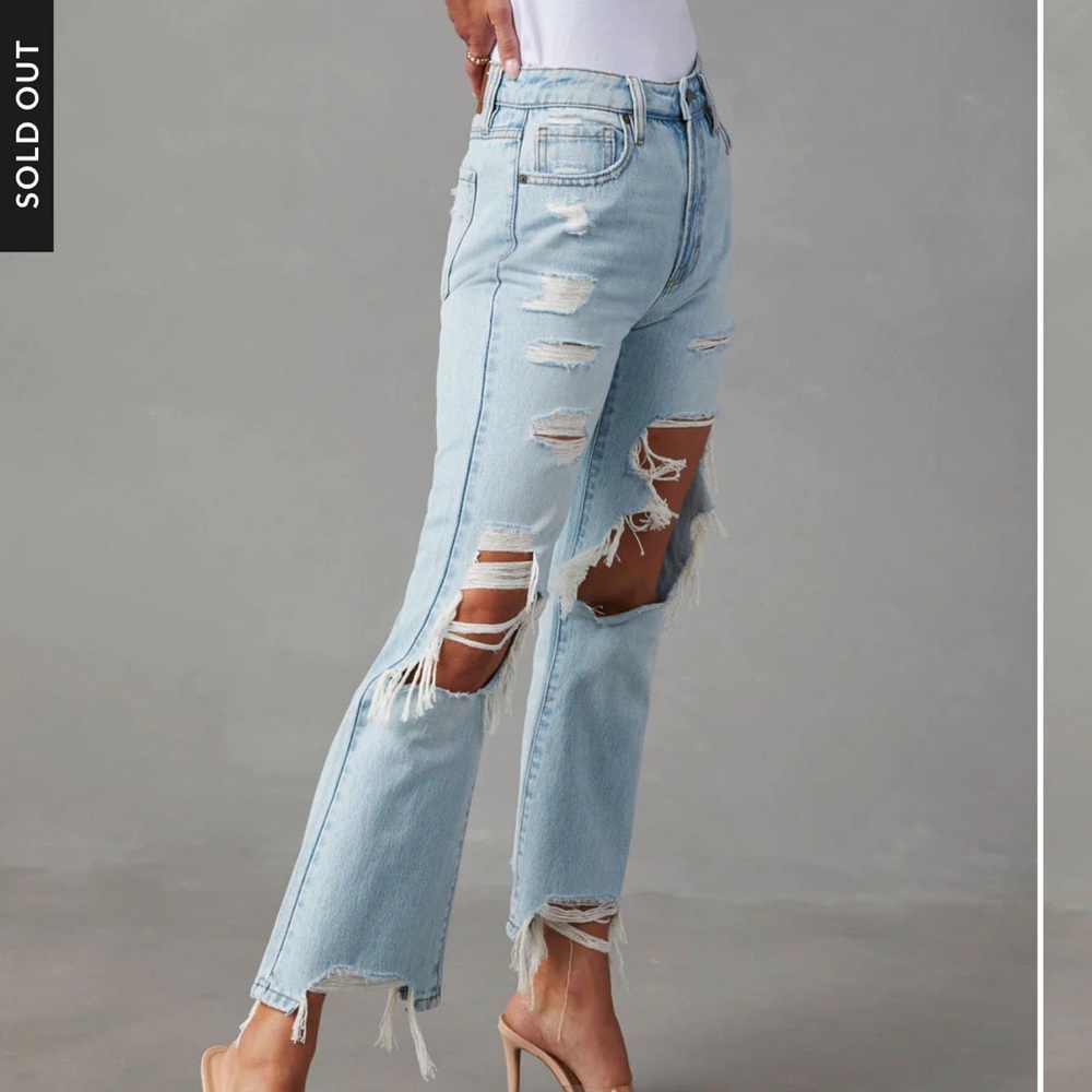 ViciCollection - High Rise Distressed Crop Flare Denim